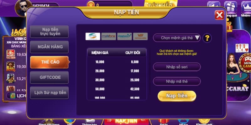 Quy trình nạp tiền Sam86 chi tiết